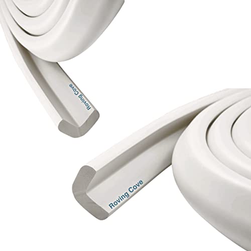 Image of Roving Cove HeftyFit Edge Protector for Baby Proofing (12ft Large Edge Only), Heavy-Duty Soft Furniture Edge Bumper Guards, Desk Edge Cushion, Wall Corner Covers, 3M Adhesive, Oyster White (Off White)