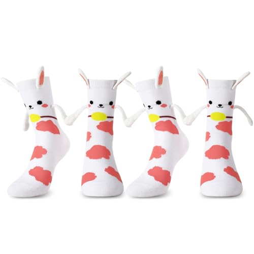 scenicamp 2 Pairs Magnetic Hand Holding Socks Cute Novelty Bunny Gifts