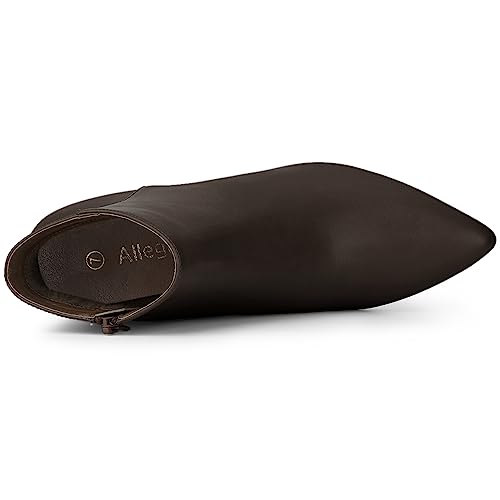 Allegra K Women's Pointed Toe Zipper Stiletto Heel Coffee Ankle Boots 7 M US4