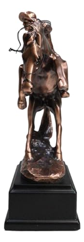 Estatua vaquero con caballo encabritado de resina y acabado bronce miniatura 4
