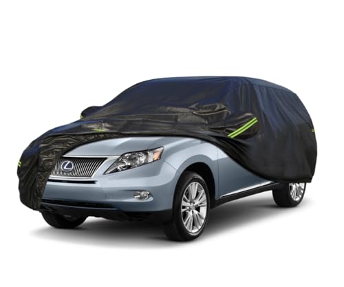 Image of KouKou Waterproof SUV Car Cover Suitable for Lexus RX from 1997 to 2015, 7 Layers Windproof All Weather Waterproof Outdoor Cover Sun Rain UV Dust Snow Protection. Black