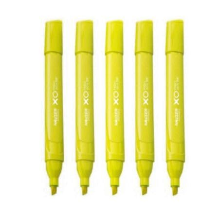 Image of Hauser XO Highlighter | Set of 5 Yellow Unique Fluorescent Colour Highlighters | Triangle Shaped Body for Easy Grip