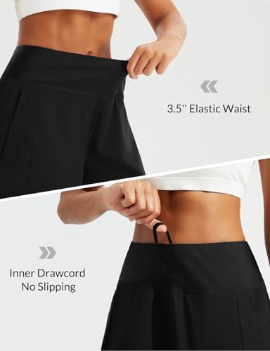 baleaf Women's 5" Swim Shorts High Waisted Quick Dry Swimming Bottom Boxer Liner Board Beach Shorts with Zipper Pockets4