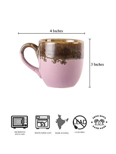 Image of Miah Decor Studio Pottery Ceramics Glazed Coffee Mugs Cum Serving Tea Cups Set, 200ml, Set of 6(Red)-Microwave & Dishwasher Safe