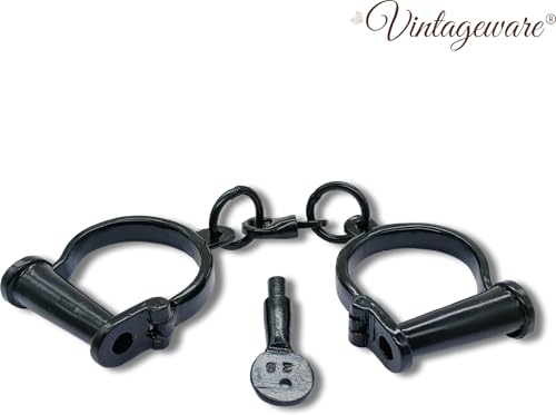 Image of Vintageware Heavy Duty Carbon Steel Made Indian Handcuff for Police, Theatre Play, Role Play, Drama or Stage Performance (Black, Non-Adjustable)