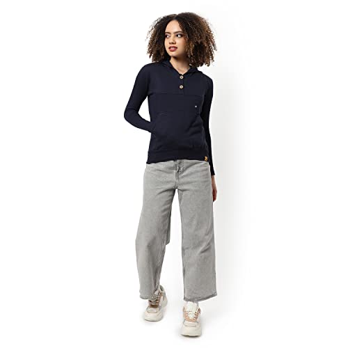 Image of Campus Sutra Women cotton Premium Zipper Hoodie-Grey