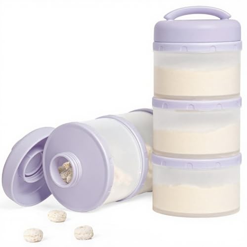Termichy Leche en polvo dosificadora para bebé, apilable, caja de almacenamiento de leche en polvo, 2 unidades (violeta claro)