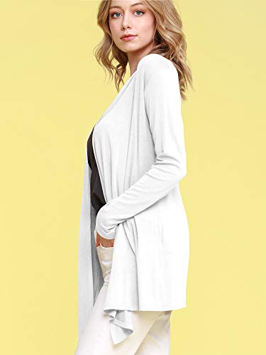 Image of Lock and Love Women's Draped Front Open Asymmetrical Cardigan - Casual Long Sleeve Lightweight Duster