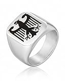 MenYiYDS 1 pieza Anillo de Hip Hop Rock con Patrón de águila, No ajustable de Plata para Hombre y Boda