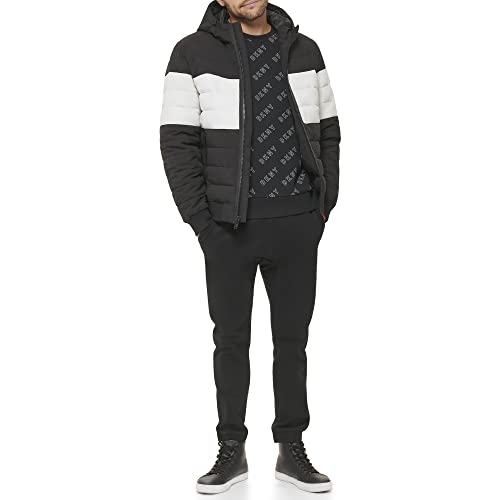 Image of DKNY Men's Quilted Performance Hooded Bomber Coat