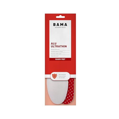 BAMA Alu Ultrathin - Ultracienkie Wkładki z Warstwą Pianki Memory i Osłoną przed Zimnem, Ciepłe Wkładki do Butów dla Dorosłych, Wygodne Wkładki - 1 Para - 42/43 EUR