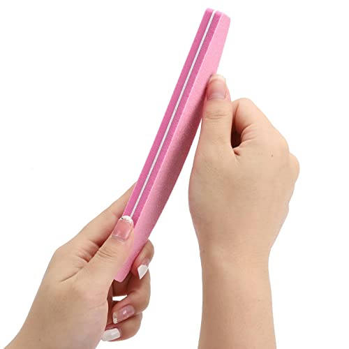 20 Pack Nail Buffers 100/180 Grit Washable Double Sided Nail Sanding Block File for Acrylic Natural Gel Nails, Pink