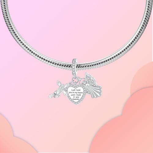 Image of LUXILLA Love You Best Friend Grandma Wife Heart Charm 925 Sterling Silver Charms Fit for Bracelets Necklace Jewelry Gift for Women