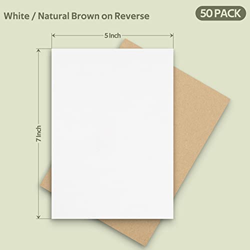 Image of Golden State Art 50 Pack 5x7 Corrugated Cardboard Sheets | 3mm Thick White Flat Square Inserts Layer Pads for Shipping, Mailing, Packaging or Art Crafts, Photo Backing (One-side White)