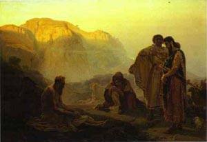 Peinture à l'huile Ilya Repin d'exception - Toile Job and His Friends Décoration Noble