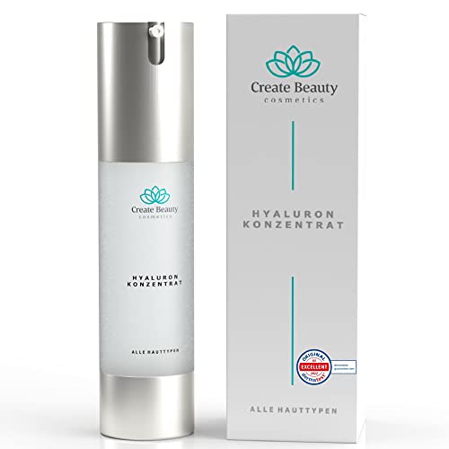 CREATE BEAUTY COSMETICS Sérum hialurónico I 50 ml de ácido hialurónico concentrado I Antiedad hidratante para cara y piel I Cosmética natural fabricado en Alemania