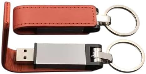 Brown PU Leather USB Flash Drive with Keychain, 4GB-128GB, USB 2.0, Premium Designer Wristbelt Pen Drive (Brown, 128, GB)