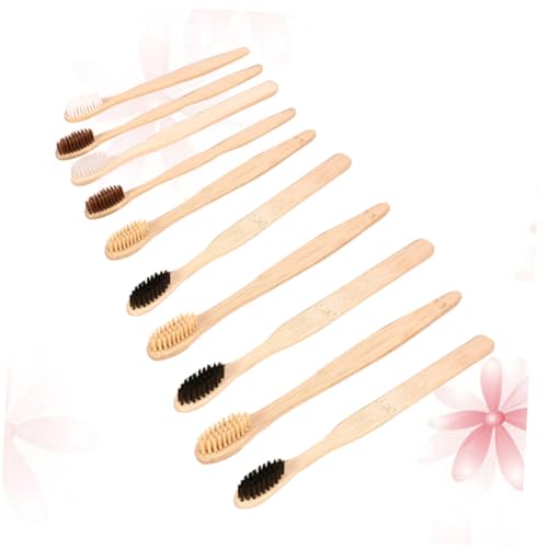 Veemoon 10 Stück Einweg Zahnbürsten aus Natürlichem Holz Reisezahnbürste Umweltfreundlich Hygienisch für Geschäftsreisen und Hotels Geeignet Zufällige Farbe Zufällige Farbe – Bild 3
