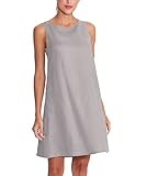 Only the solid color dress is made of 100% linen fabric, the floral dress and stripes dress is made of linen blend fabric Sleeveless linen tank dress with 2 side slant pockets. Relaxed fit, above the knee length Suitable for casual, weekend, travel, ...