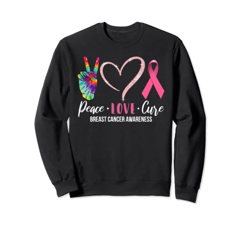 Peace Love Cure Pink Ribbon Breast Cancer Fighter Awareness Felpa