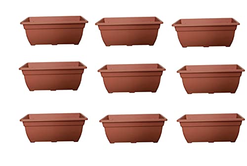 HOMION Bell trough 50cm rectangular window box planter plastic garden pot (Terracotta, 9)