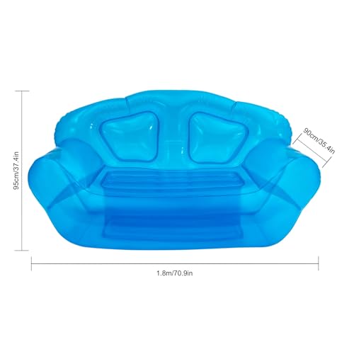 Image of Clear Inflatable Sofa Chair, Twin Size Air Mattress Couch, Portable Blow-Up Double Seat Air Furniture for Indoor Outdoor Camping Beach Patio Garden
