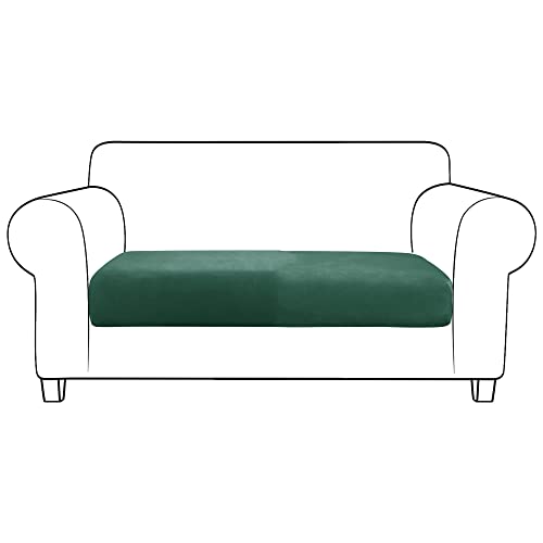 Housse de coussin de canapé velours extensible vert foncé d'une douceur exceptionnelle - 2