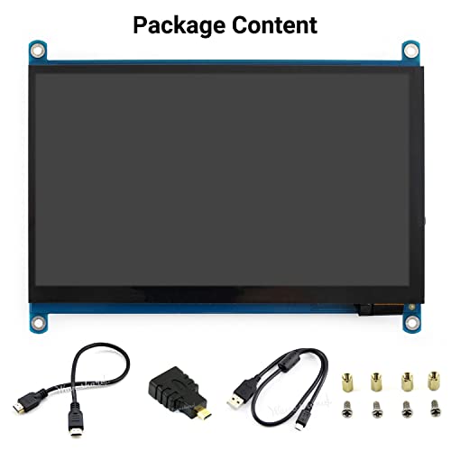 Image of waveshare 7inch Capacitive Touch Screen LCD Compatible with Raspberry Pi 5 /4B /3B+ /3A+ /2B /B+ /A+ /Zero /Zero W /WH /Zero 2W CM3+ /4 Series Boards 1024x600 Resolution HDMI IPS Supports Windows