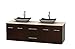 Wyndham Collection Centra 72" Double Bathroom Vanity in Espresso, Ivory Marble Countertop, Altair Black Granite Sinks & No Mirror