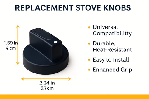 Image of Gas Stove Control Knob (Pack of 12) | LPG Gas Chulha Replacement Knobs | Push Fit Cooktop Knobs | Heat Resistant Plastic | Black