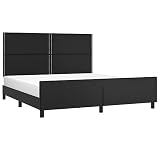 vidaXL Bettgestell mit Kopfteil Kunstlederbett Doppelbett Polsterbett Bettrahmen Bett Schlafzimmerbett Schlafzimmermöbel Schwarz 180x200cm Kunstleder