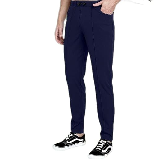Men's Solid Full Length Pants | Soft Fabric Regular Fit Trouser-image-0