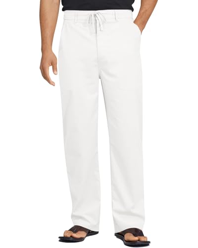 Men's Linen Casual Pants Loose Straight Elastic Suit Waist Drawstring Trousers Lightweight Beach Vacation Pants