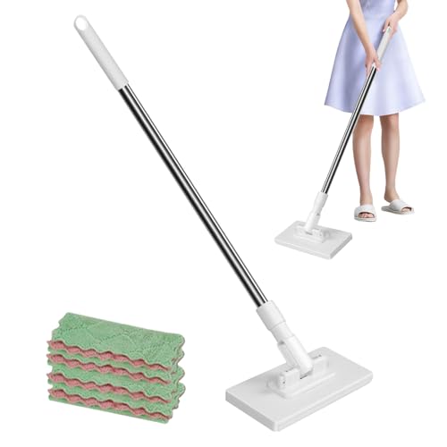 Lnhgh - Serpillera de tela con cabeza de paño y 4 paños reutilizables, herramienta de limpieza para el hogar, equipo de eliminación de polvo para cocina