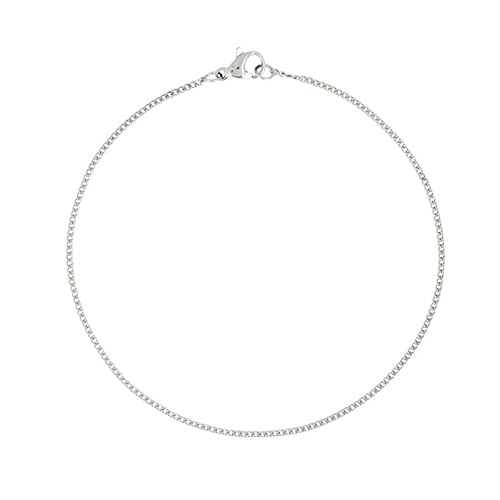 TWISTED PENDANT Stainless Steel Silver Bracelet for Women & Men Fade & Weather Resistant Cuban Link Bracelet For Men 316 Stainless Steel Bracelet with Secure Lobster Clasp (21, 1.5mm Silver)