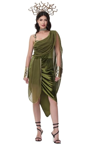 Image of Ulalaza Women's Cosplay Costume Cleopatra Greek Goddess Ancient Roman Warrior Uniform Outfit for Halloween Party