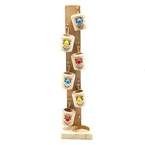 Image of Naayaab Craft Smiley Face Wooden Slider Marble Tree Game | Marble Slider Tree Ball Run Track Game for Kids | Wooden Bucket Tree Marble Game and Home Decor (Multi-Color)