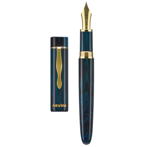 Asvine C2000 Germany Cumberland Ebonite Fountain Pen #8 Fine Nib, Large Handcraft Pen with Converter Pen Box Collection  - Detailed View