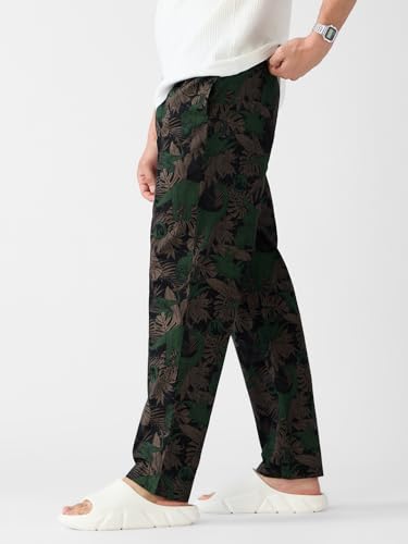 Image of The Souled Store Jurassic World: Escape Men and Boys Black All Over Printed Cotton Regular Fit Pajamas