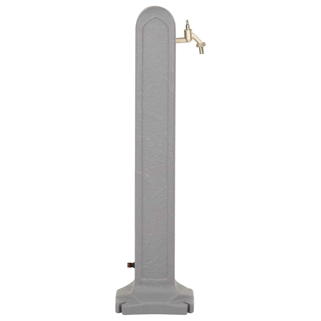 Dystrybutor wody jasnoszary o wyglądzie kamienia HDPE 24 x 24 cm cokół 90 cm wysokość z przyłączem węża i kranem 1/2 cala do nawadniania ogrodu