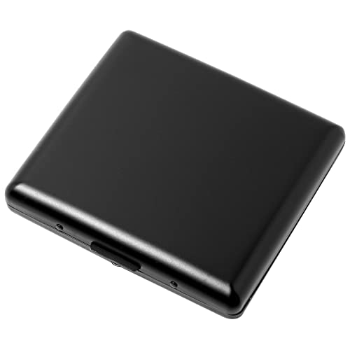 Image of Fashion Unique Shaped Metal Cigarette Case-85mm 3.34 inch King Size 20 Capacity Sturdy Double Sided Spring Clip Open Pocket Holder for Women and Men (E38-Black)