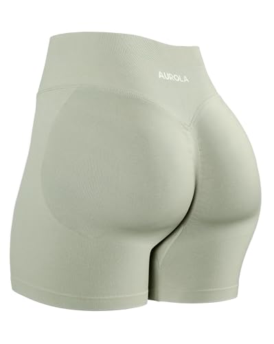 Image of AUROLA Influence Workout Shorts for Women,2.5 3.5 4.5 5.5 6.5 No Roll Up Squat Proof Scrunch Seamless Compression Gym Short