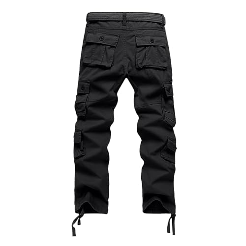 ADHOWBEW Men Cargo Pants Relaxed Fit Stretch Waterproof Construction Hiking Elastic Waist Trousers3
