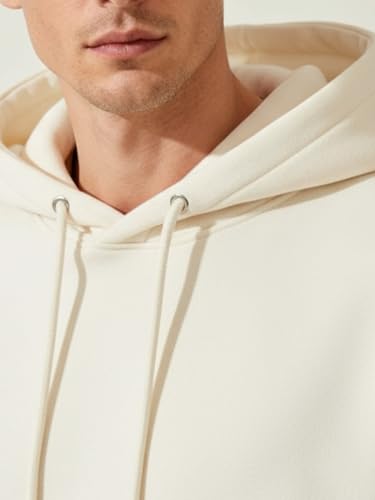 Image of Men's Heavyweight Hoodie | 450 GSM Premium Cotton Blend | Relaxed Fit Drop Shoulder | Kangaroo Pocket | Black Off White Blue | S-XXL