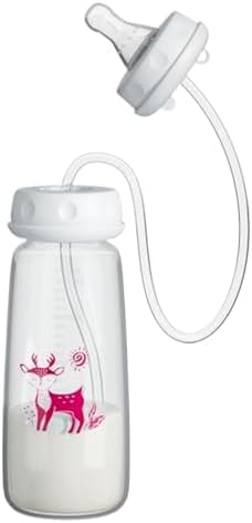 Milk Bottle, 240ml Silicone Hands-Free Wide Neck Adjustable Fast Flow Milk Bottle for Parents Home Bedroom Kitchen Nursery Restaurant Hotel Travel Picnic