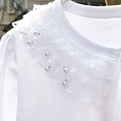 Girl Lace Bolero Cardigan Shrug - Little Girl Long Sleeve Shrug Sweater with Pearls 2-11 Years3