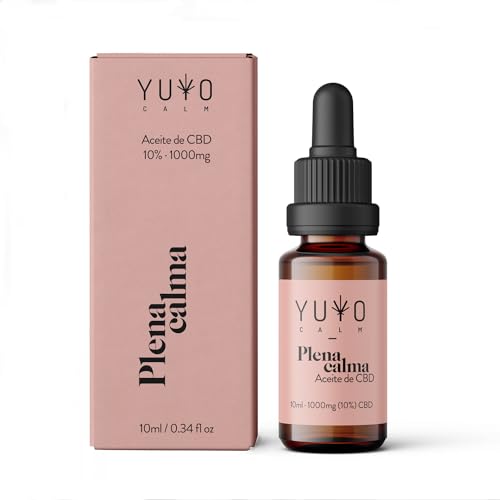 Aceite Plena Calma | Aceite Broad Spectrum (10%) | 1000 mg CBD | 0% THC | 100% Orgánico | Ingredientes: Aceite orgánico MCT (coco) | 10ml. Yuyo Calm