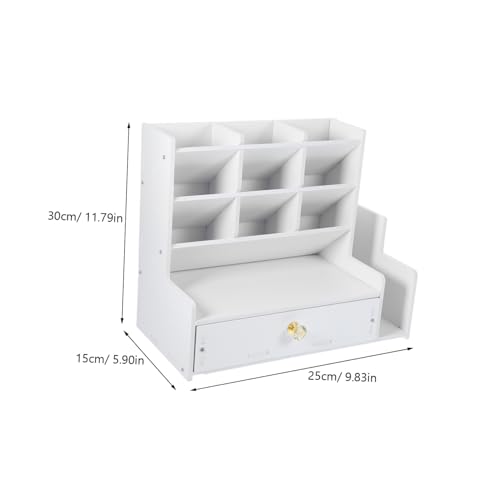 Fournitures de bureau rangement compartimenté boîte porte-stylo blanc - 3