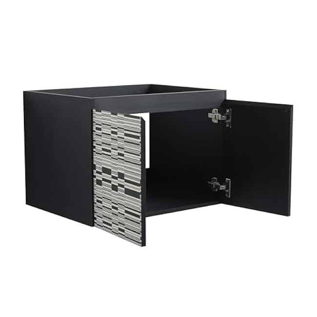 Modern Bathroom Cabinet Door Panel ¨C Durable MDF/Glass Design, Easy Installation, Adjustable Hinges, Elegant Finish for Vanity & Storage Cabinets (Black White) (1 Panels + 1 Doors)