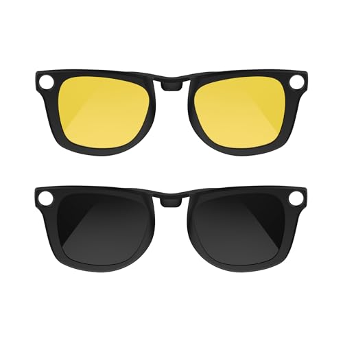RCstyle HiBloks 2Pcs Polarized Clip-on Compatible with Ray-Ban Meta Wayfarer & Gen 2 (RW4006/RW4012 Regular), Discoloration Clip for RayBan Meta Gen 2 Accessories (Night Vision Yellow, Black)